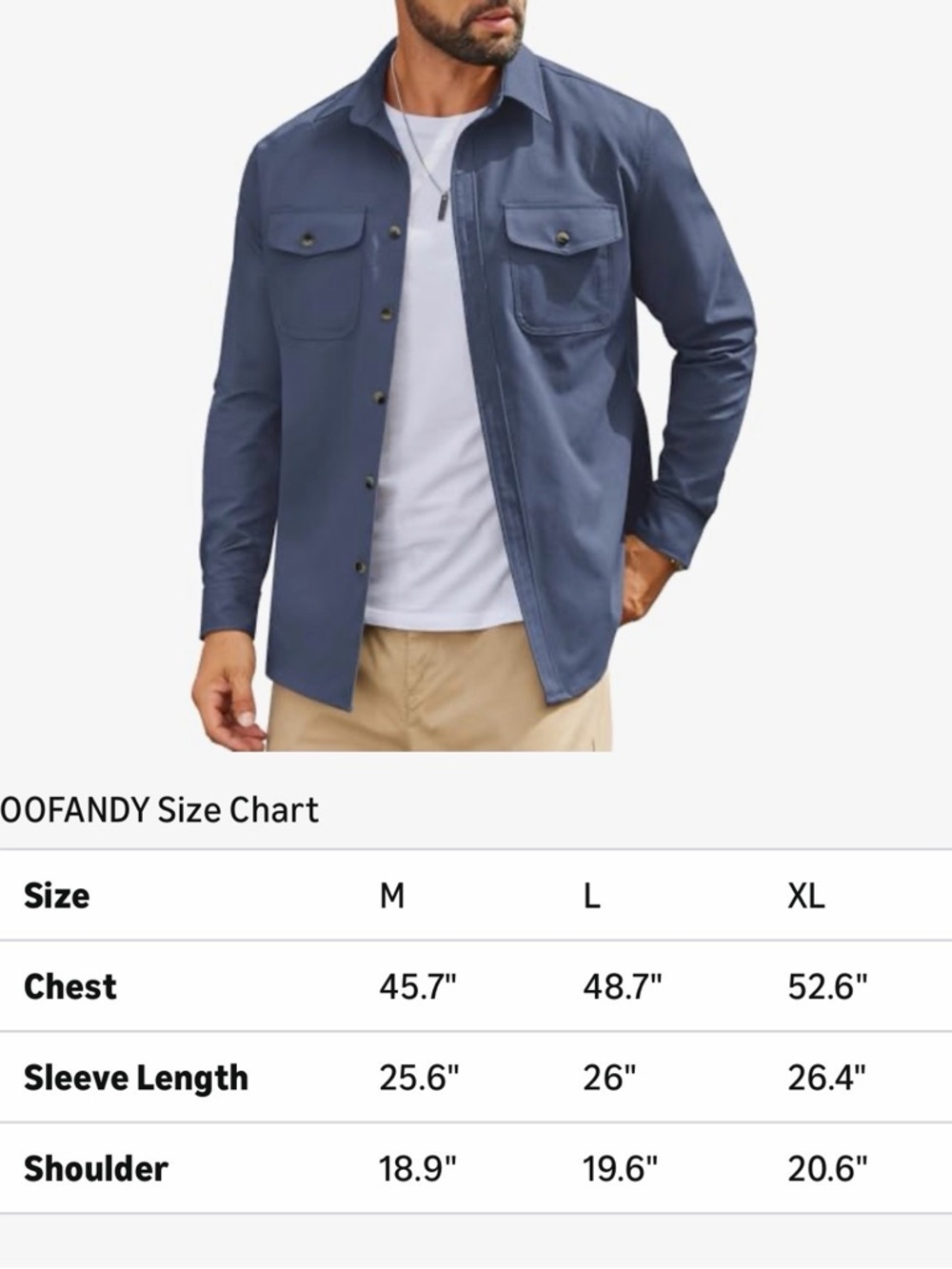 NWOT Coofandy Men's Casual Button-Down Work Shirt in Grey Blue - Picture 5 of 6